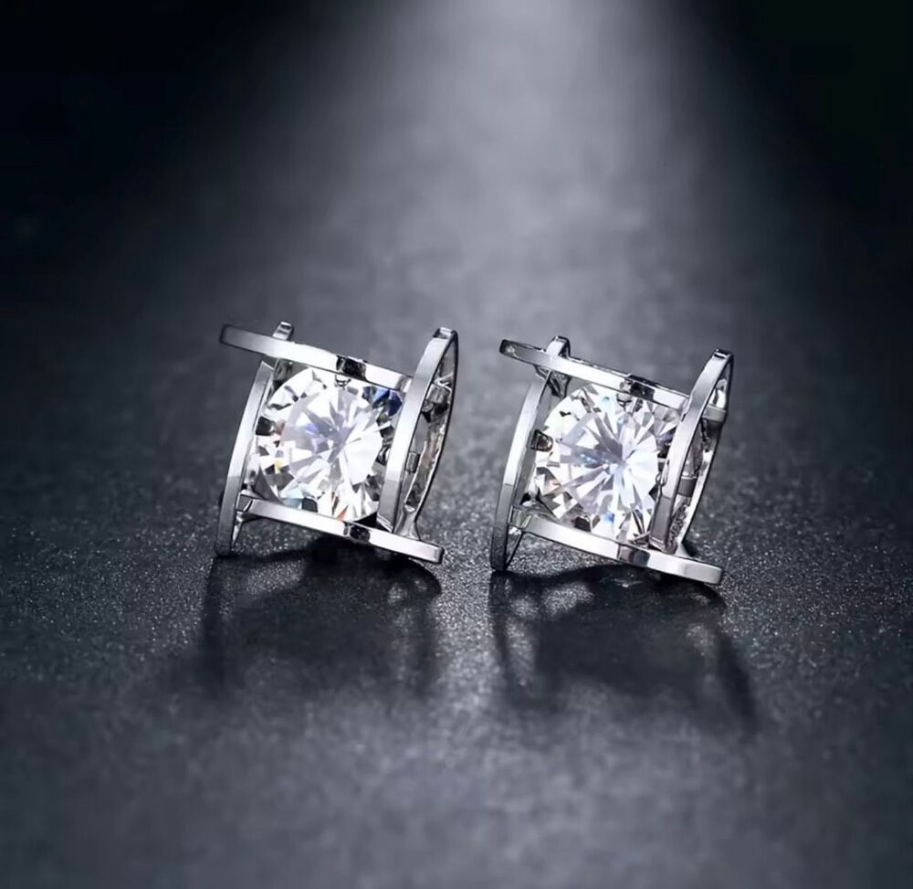 Italian Luxury Boutique Diamond Simulant Crystal Stud Earrings